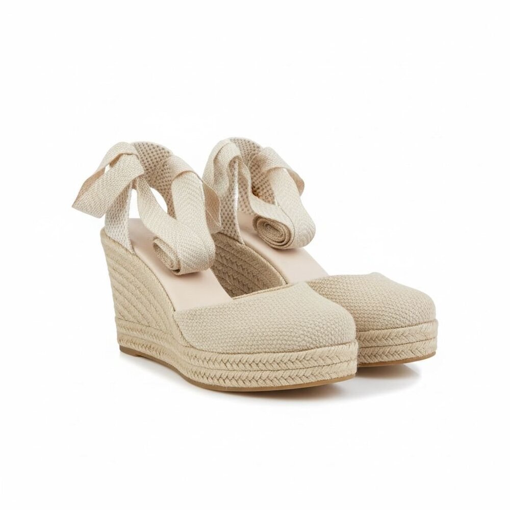 Kourbela Woven Espadrille Platform Wedges – Mediterranean Raffia – Size 40 - Picture 3 of 6
